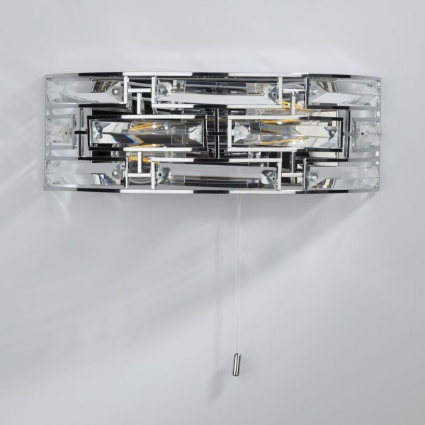 Seville 2 Light Wall Light Crystal Polished Chrome - Image 5