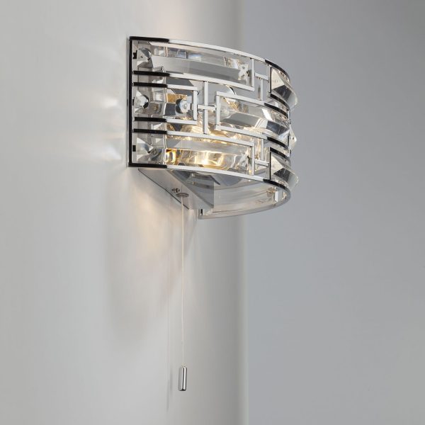 Seville 2 Light Wall Light Crystal Polished Chrome - Image 6