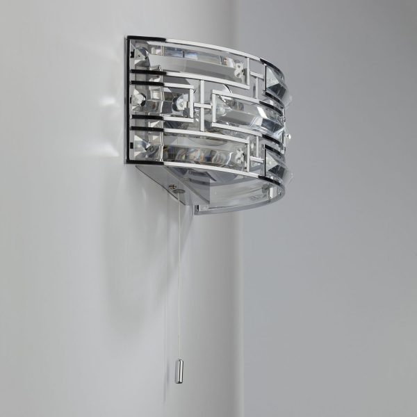 Seville 2 Light Wall Light Crystal Polished Chrome - Image 7