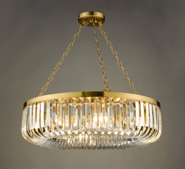 Sigourney 8 Light Pendant Satin Gold and Crystal - Image 3