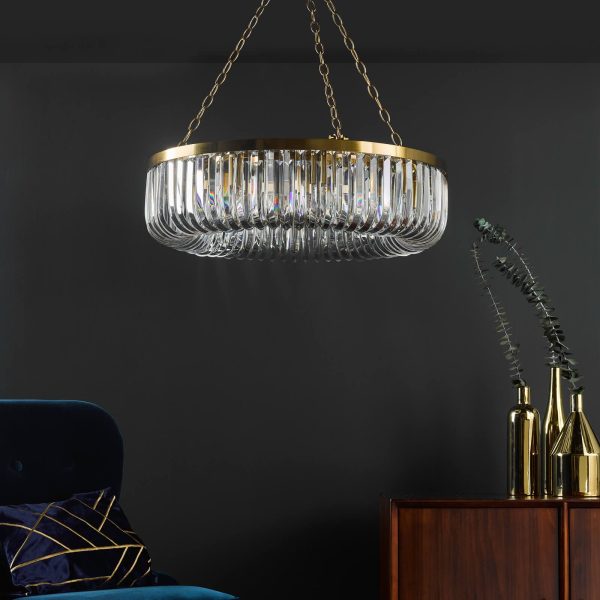 Sigourney 8 Light Pendant Satin Gold and Crystal - Image 9