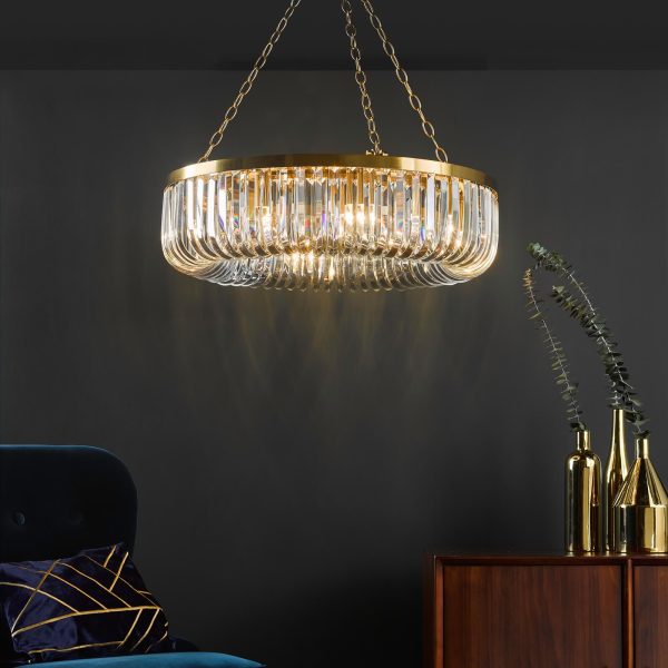 Sigourney 8 Light Pendant Satin Gold and Crystal - Image 10