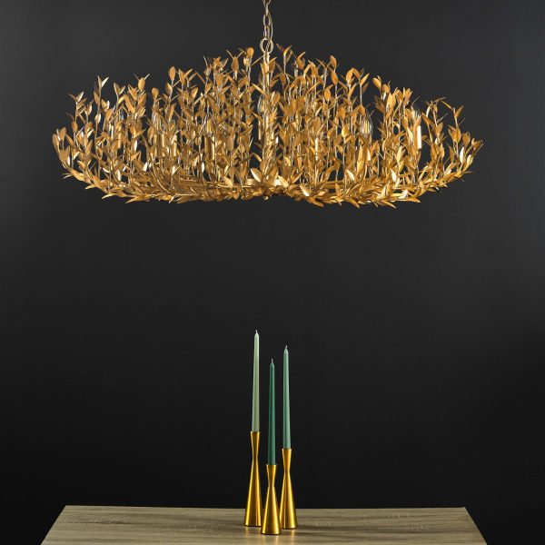 Silvius 12 Light Oval Pendant Gold Leaf - Image 7