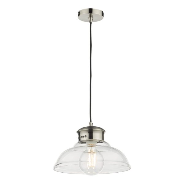 Siren 1 Light Single Pendant Antique Chrome Clear Glass