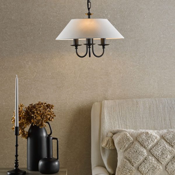 Sivan 3 Light Pendant Matt Black With Shade - Image 6