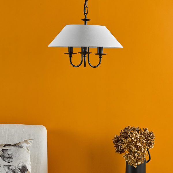 Sivan 3 Light Pendant Matt Black With Shade - Image 9