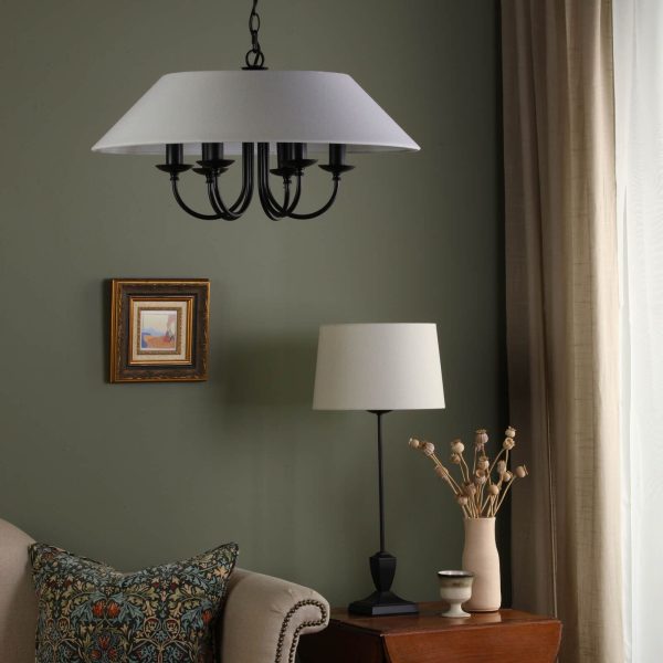 Sivan 6 Light Pendant Matt Black With Shade - Image 10