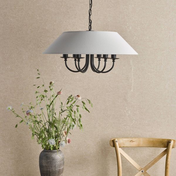 Sivan 6 Light Pendant Matt Black With Shade - Image 9