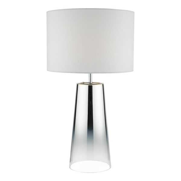 Smokey Table Lamp Clear & Chrome Ombre Glass With Shade - Image 3