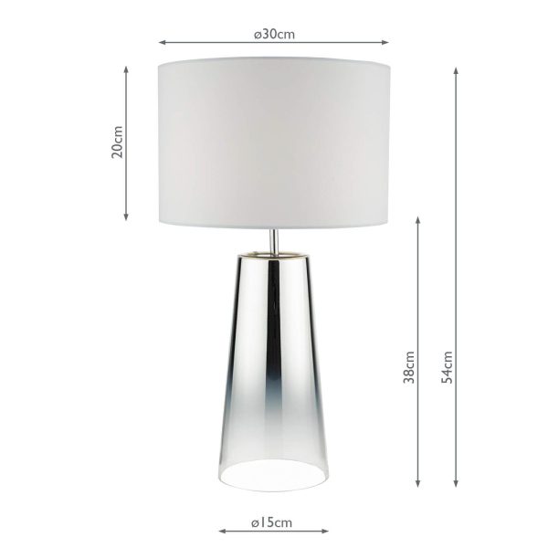 Smokey Table Lamp Clear & Chrome Ombre Glass With Shade - Image 7