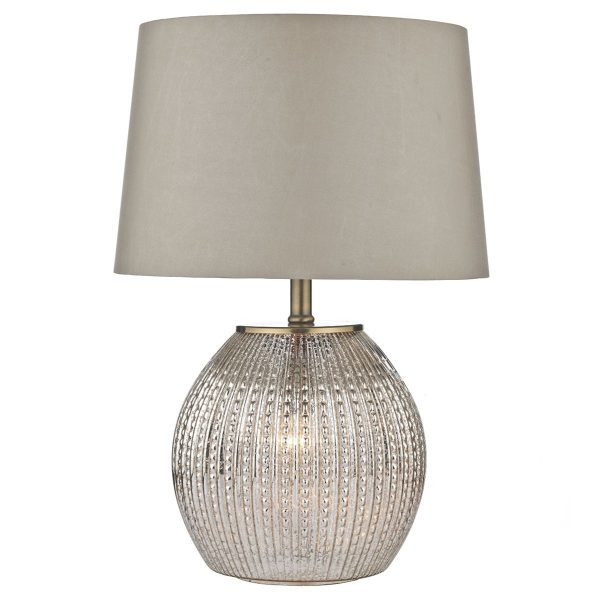 Sonia Dual Light Table Lamp Antique Brass & Silver Glass With Shade - Image 4