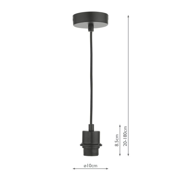 1 Light Matt Black E27 Suspension With Black Cable - Image 3