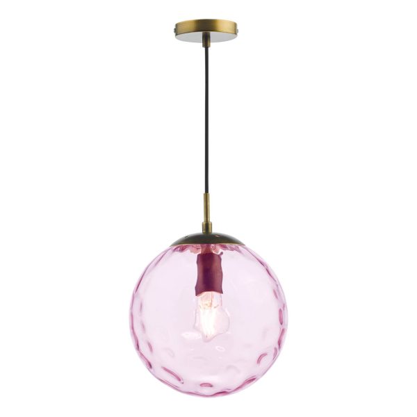 Ripple Single Pendant Bronze and Pink Glass