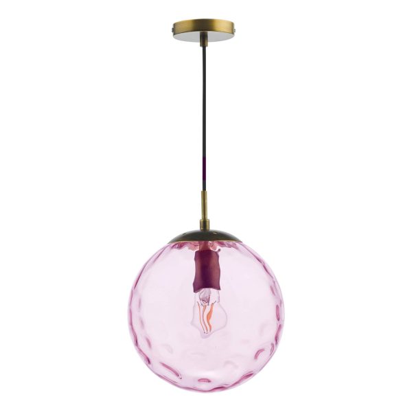 Ripple Single Pendant Bronze and Pink Glass - Image 2