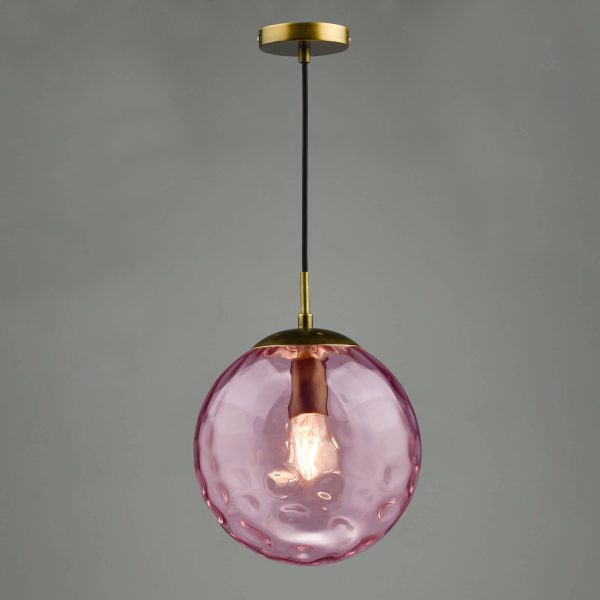 Ripple Single Pendant Bronze and Pink Glass - Image 3