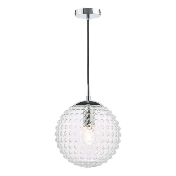 Hobnail Pendant Polished Chrome & Clear Glass