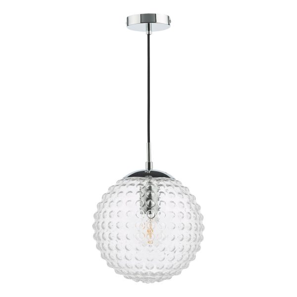 Hobnail Pendant Polished Chrome & Clear Glass - Image 2