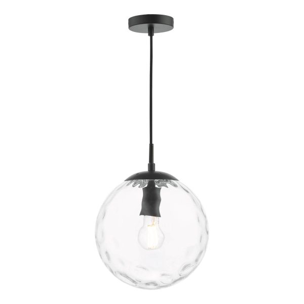 Ripple Pendant Matt Black & Clear Glass