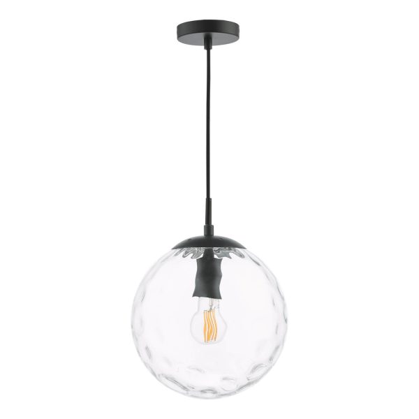 Ripple Pendant Matt Black & Clear Glass - Image 2