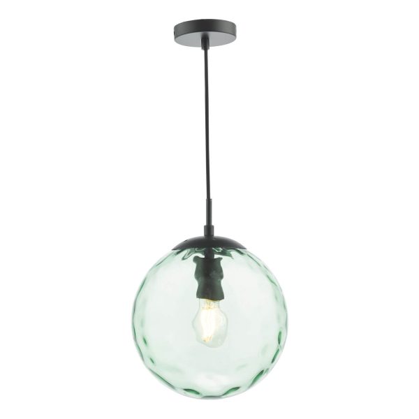 Ripple Pendant Matt Black & Green Glass