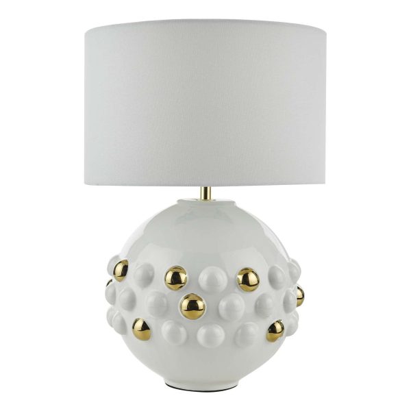 Sphere Table Lamp Gloss White & Gold With Shade - Image 2