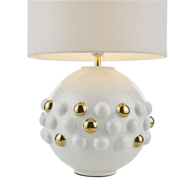 Sphere Table Lamp Gloss White & Gold With Shade - Image 3