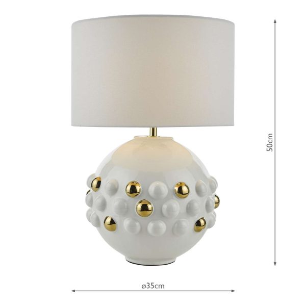 Sphere Table Lamp Gloss White & Gold With Shade - Image 7