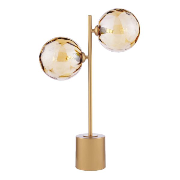 Spiral 2 Light Table Lamp Matt Gold & Champagne Dimpled Glass