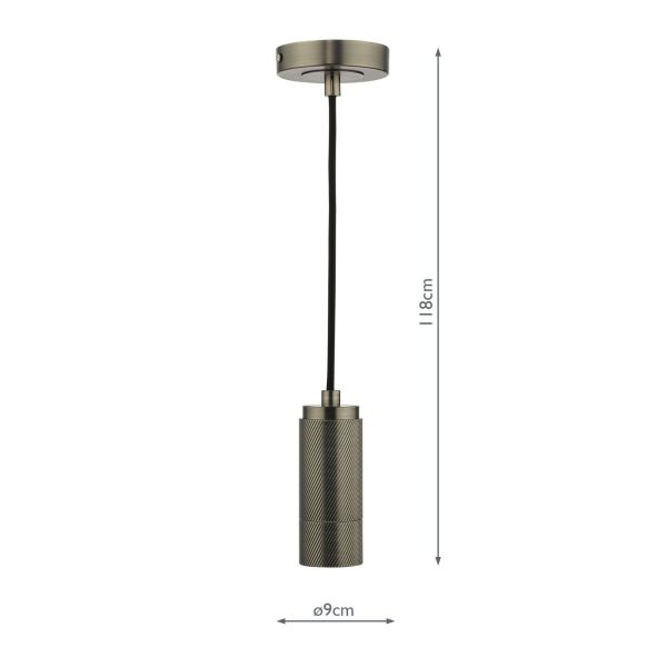 1 Light Knurled Antique Chrome E27 Suspension - Image 3