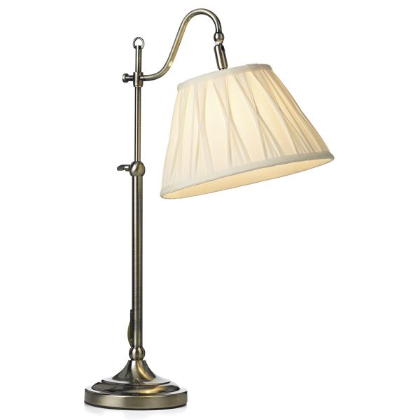 Suffolk Rise & Fall Table Lamp Antique Brass With Shade - Image 4