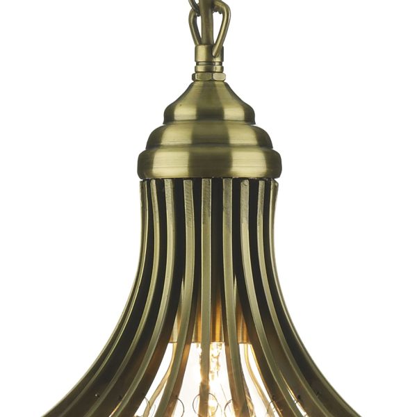 Suri 1 Light Pendant Antique Brass Faceted Glass