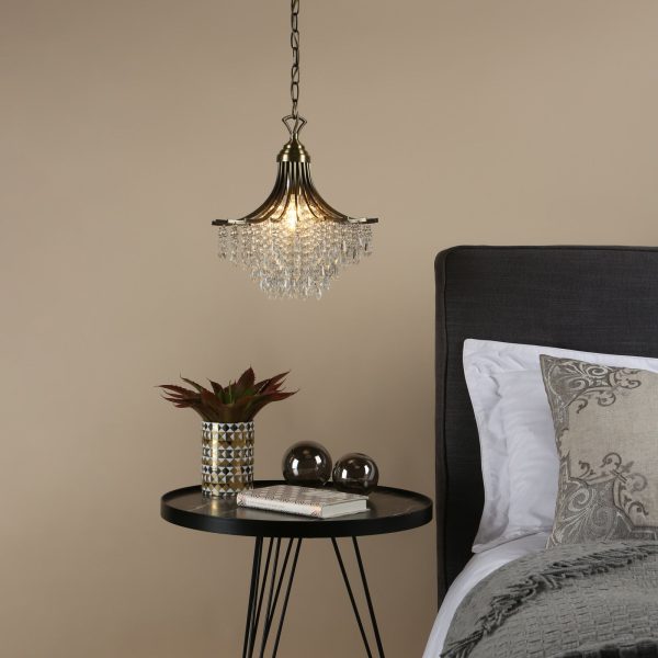 Suri 1 Light Pendant Antique Brass Faceted Glass - Image 5