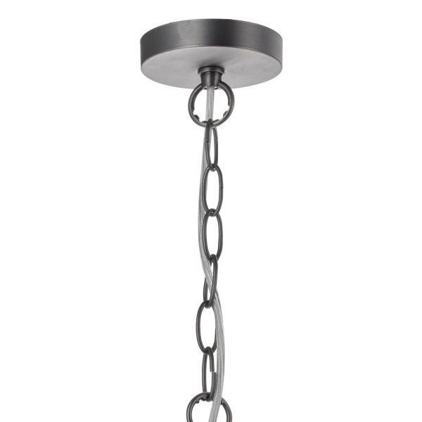 Tack 1 Light Pendant Antique Chrome Textured glass - Image 2