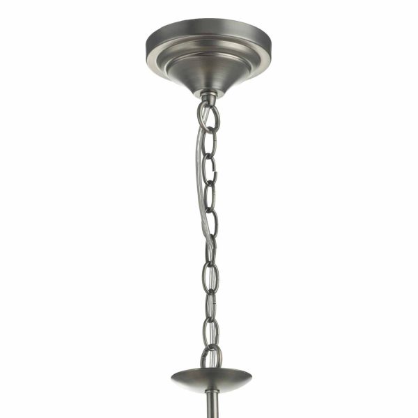 Tack 5lt Pendant Antique Chrome & Textured Glass