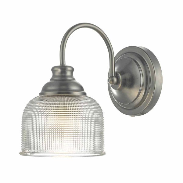 Tack Wall Light Antique Chrome & Textured Glass - Image 3