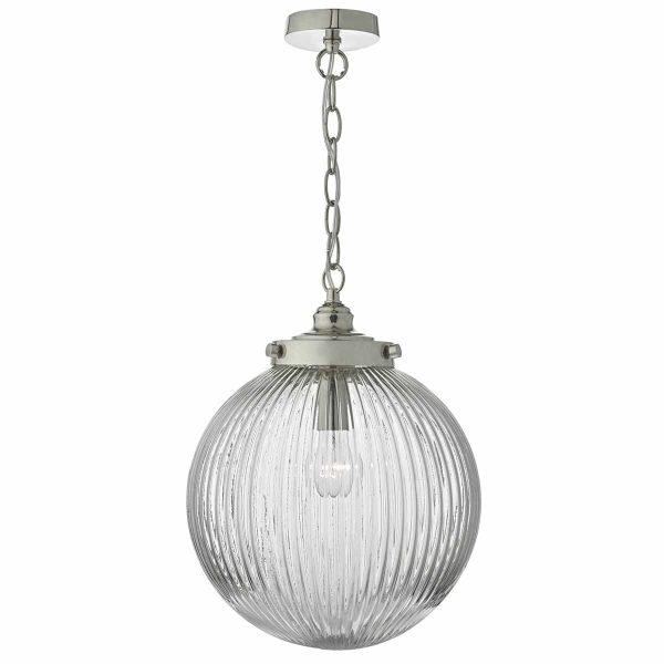 Tamara 1lt Pendant Satin Nickel & Ribbed Glass - Image 4