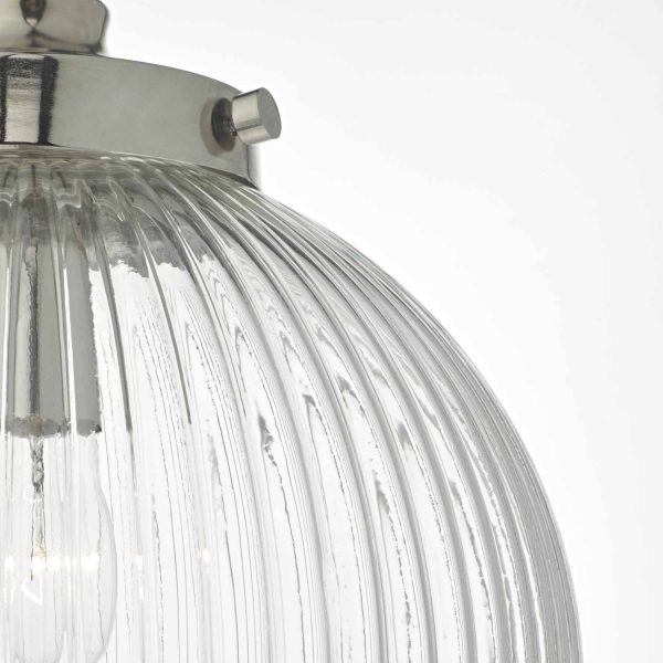 Tamara 1lt Pendant Satin Nickel & Ribbed Glass - Image 3