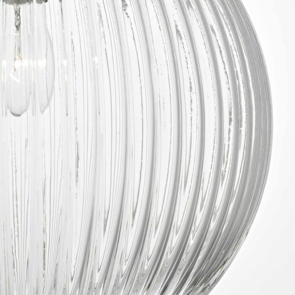 Tamara 1lt Pendant Satin Nickel & Ribbed Glass - Image 2