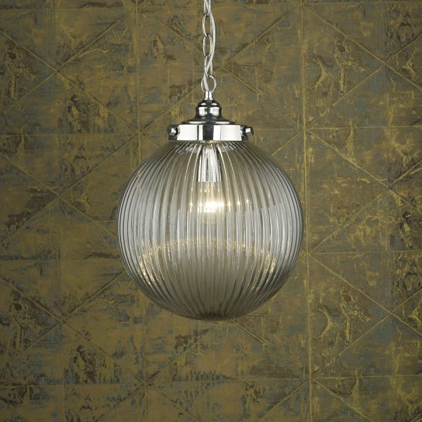 Tamara 1lt Pendant Satin Nickel & Ribbed Glass - Image 5