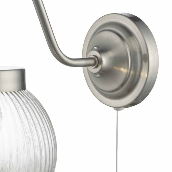 Tamara Wall Light Satin Nickel & Ribbed Glass - Image 2