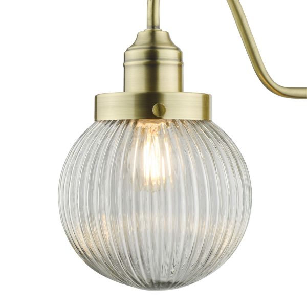 Tamara Single Wall Light Antique Brass Ribbed Glass - Image 3