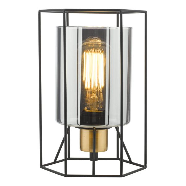 Tatum Table Lamp Matt Black and Smoked Glass