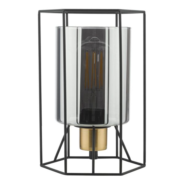 Tatum Table Lamp Matt Black and Smoked Glass - Image 2