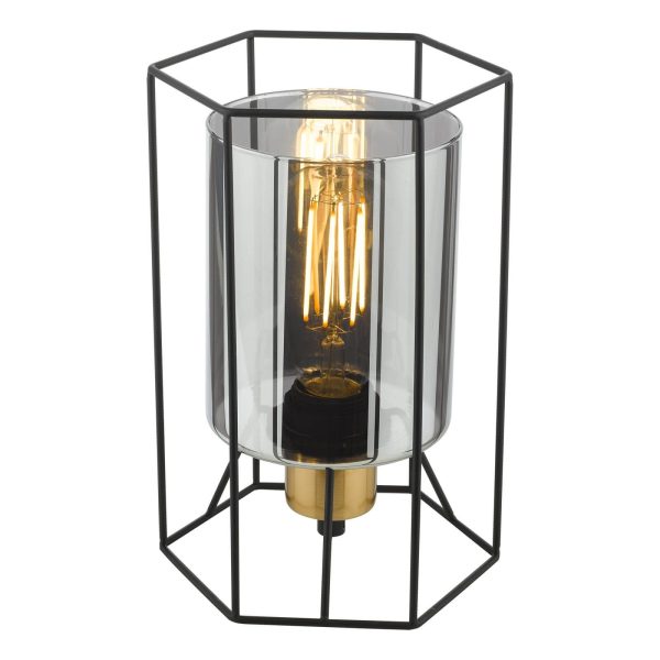 Tatum Table Lamp Matt Black and Smoked Glass - Image 3