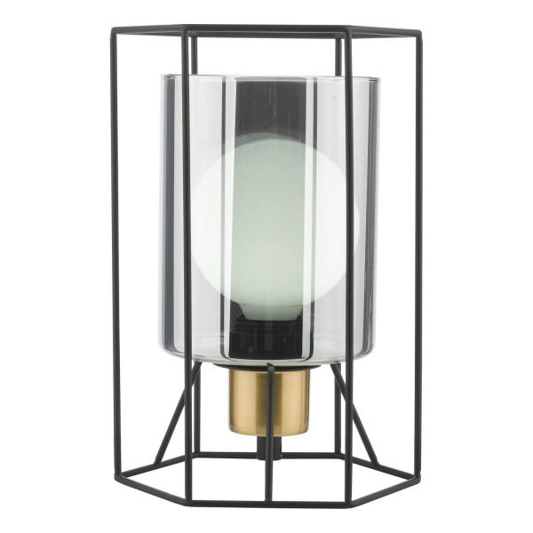 Tatum Table Lamp Matt Black and Smoked Glass - Image 4