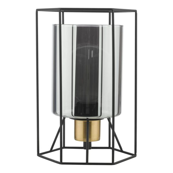 Tatum Table Lamp Matt Black and Smoked Glass - Image 5