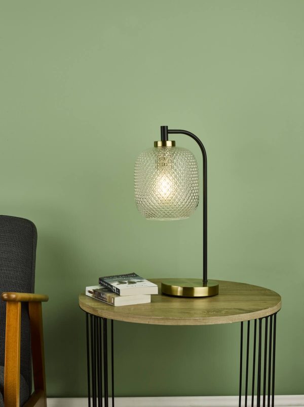 Tehya Table Lamp Matt Black Textured Glass - Image 5