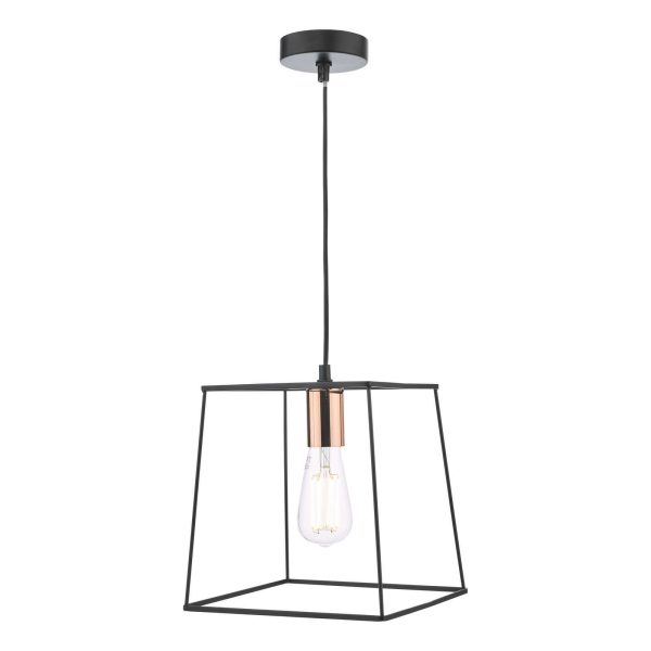 Tower 1 Light Single Pendant Matt Black Copper