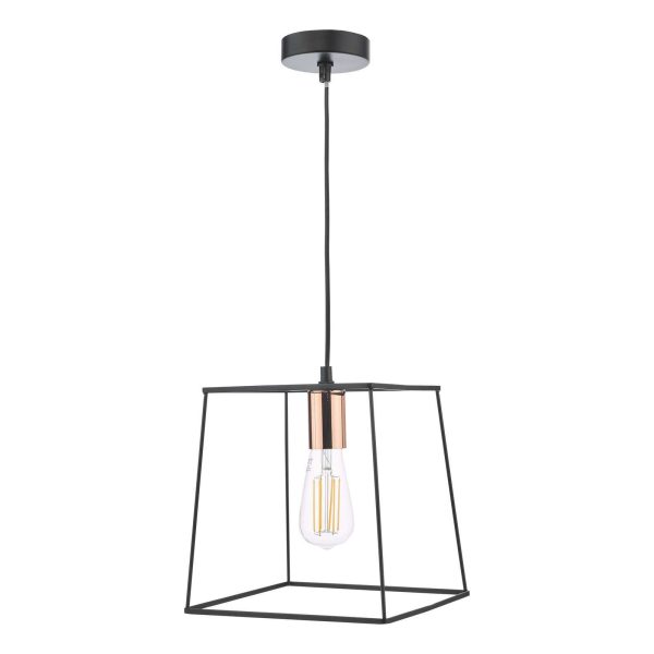 Tower 1 Light Single Pendant Matt Black Copper - Image 2