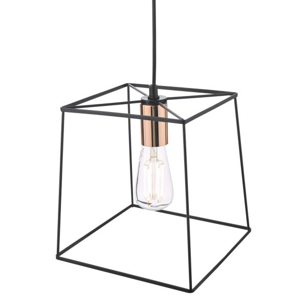 Tower 1 Light Single Pendant Matt Black Copper - Image 3